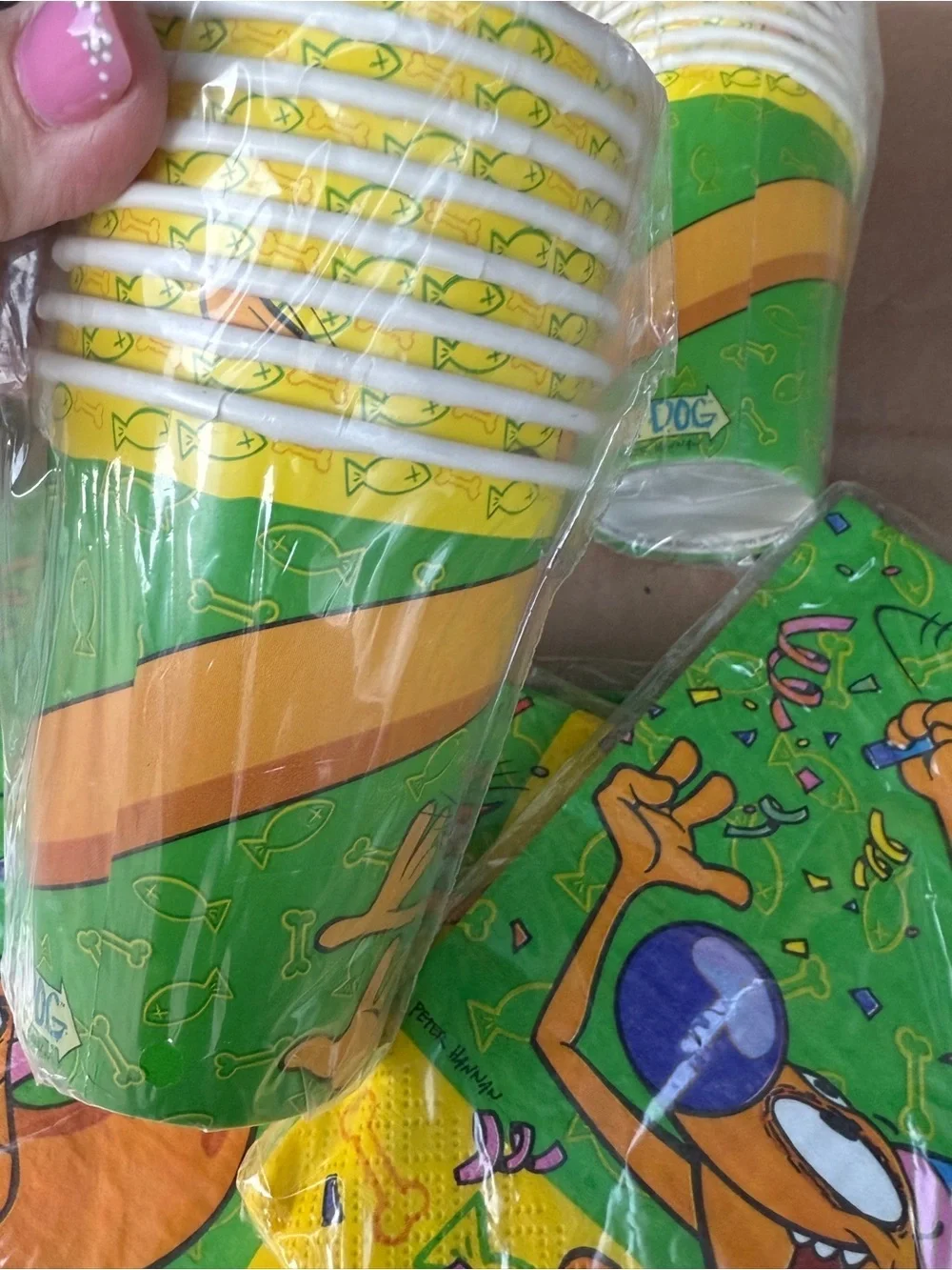 Vintage 90’s DesignWare Dog and Cat Party Napkins and Cups Happy Birthday